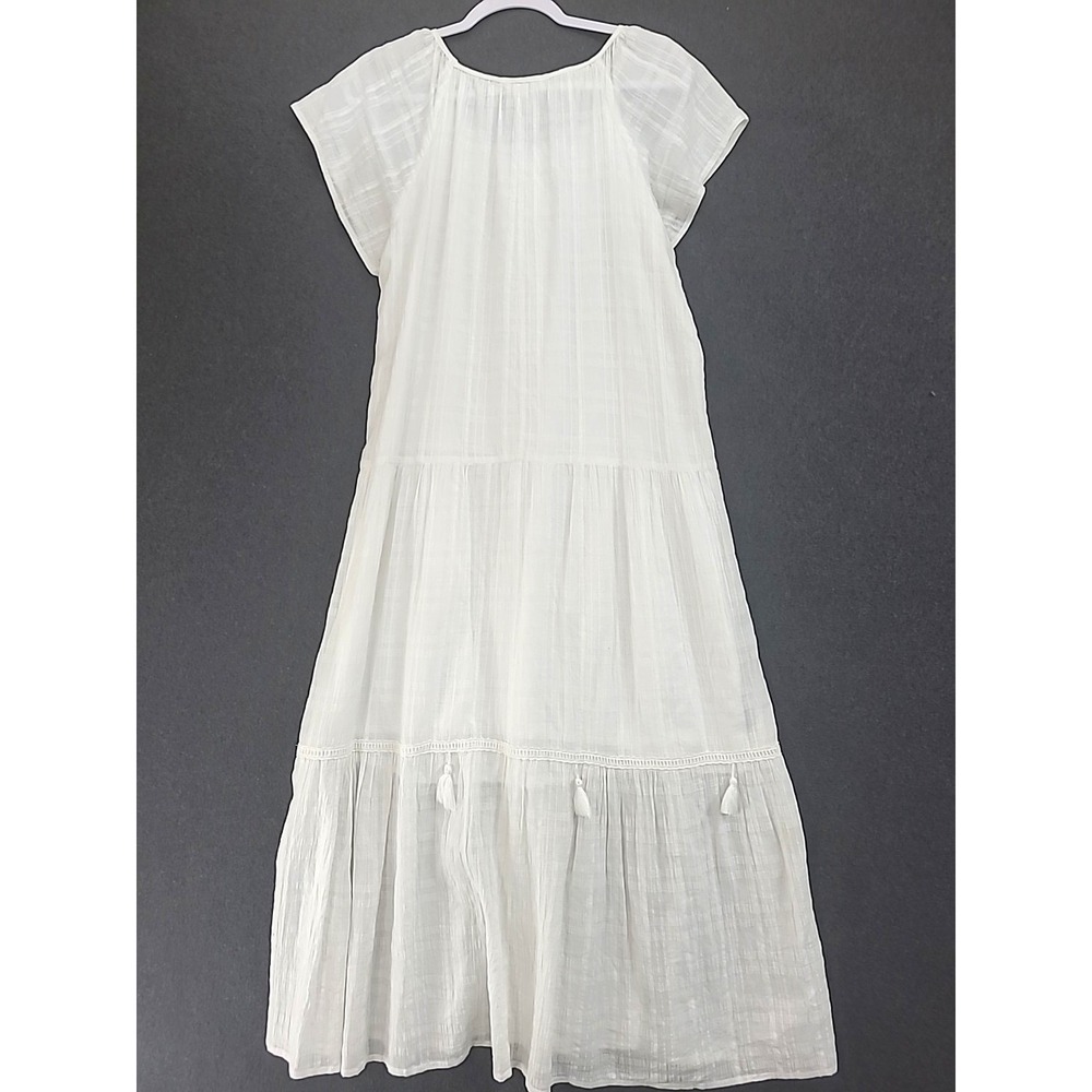 Kate And Sam Ladies Flowy Boho Dress Size M Off White With Tassels Beachy Coast - Picture 2 of 8